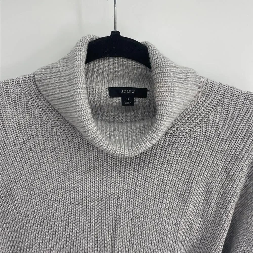 J. Crew cotton cashmere blend ribbed relaxed fit turtleneck pullover sweater S